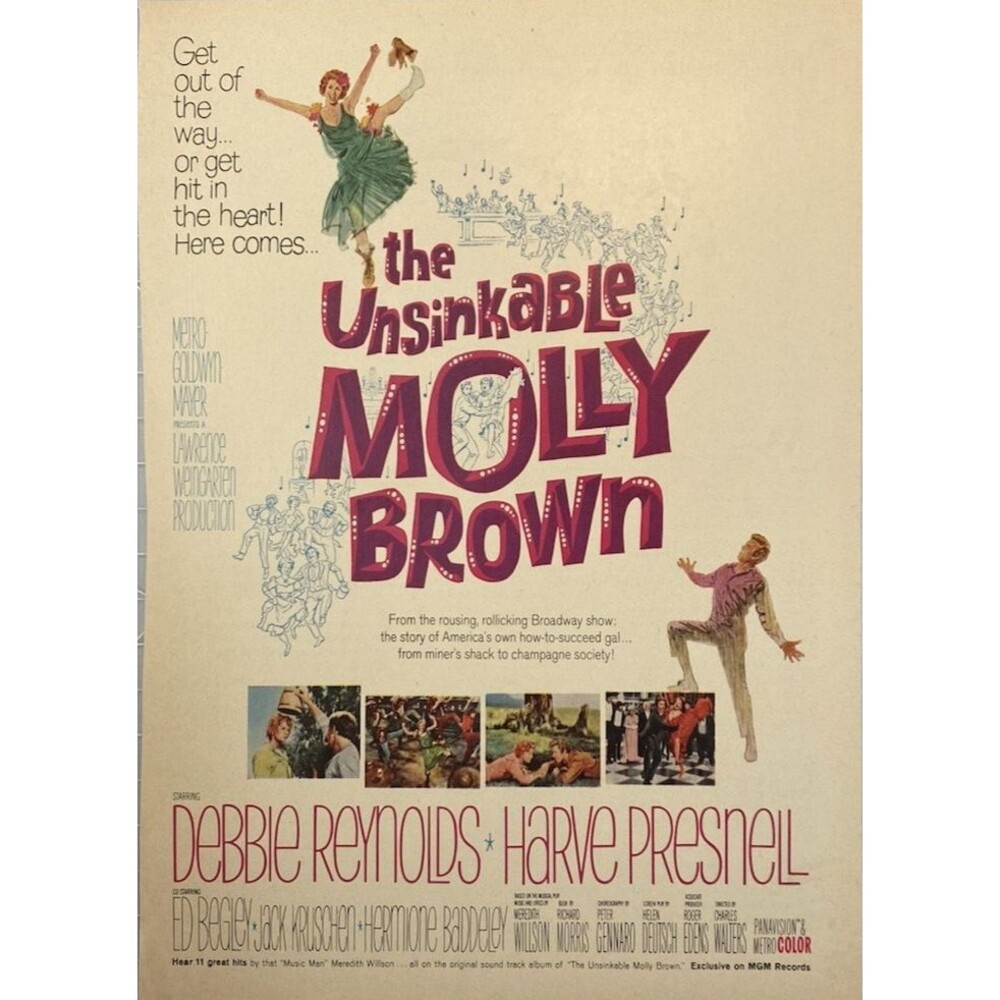 MGM Presents "The Unsinkable Molly Brown" Debbie Reynolds-Harve Presnell Ad '64